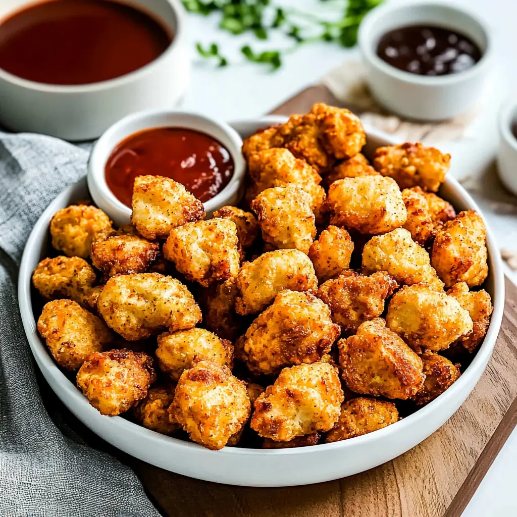 Crispy, golden Air Fryer Popcorn Chicken is a family favorite! This easy recipe features tender chicken bites tossed in a flavorful seasoning mix for a delicious crunch without all the oil. Perfect for game day snacks, movie nights, or just a tasty dinner, don’t forget to save this recipe for your next meal!