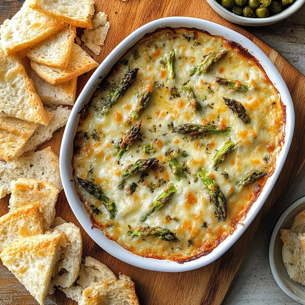 This creamy Baked Asparagus Dip is a delightful way to enjoy fresh asparagus with a rich blend of cheese and spices! Perfect for parties or as a tasty appetizer to impress your guests. Easy to make and guaranteed to be a crowd-pleaser—don't forget to save this recipe for your next gathering! Enjoy with crackers, bread, or fresh veggies.