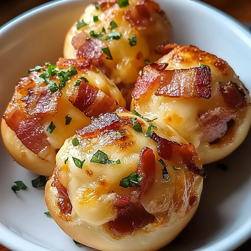 Start your day with these delightful Baked Bacon Stuffed Cheese Bombs! With crispy bacon and gooey cheese wrapped in soft dough, they make the perfect savory snack or appetizer. Easy to whip up and ideal for any gathering or game day, these tasty bites are sure to impress. Save this recipe for a fun twist on your next brunch or party!