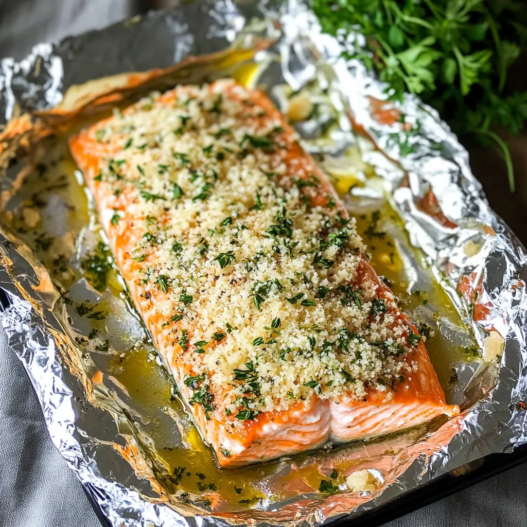 Enjoy a quick and delicious dinner with this Baked Parmesan Garlic Herb Salmon in Foil! Tender salmon fillets are seasoned with zesty garlic, aromatic herbs, and a crispy parmesan topping for the perfect blend of flavors. This easy recipe is great for busy weeknights or special occasions. Save this pin to try it later and impress your family with a healthy meal!