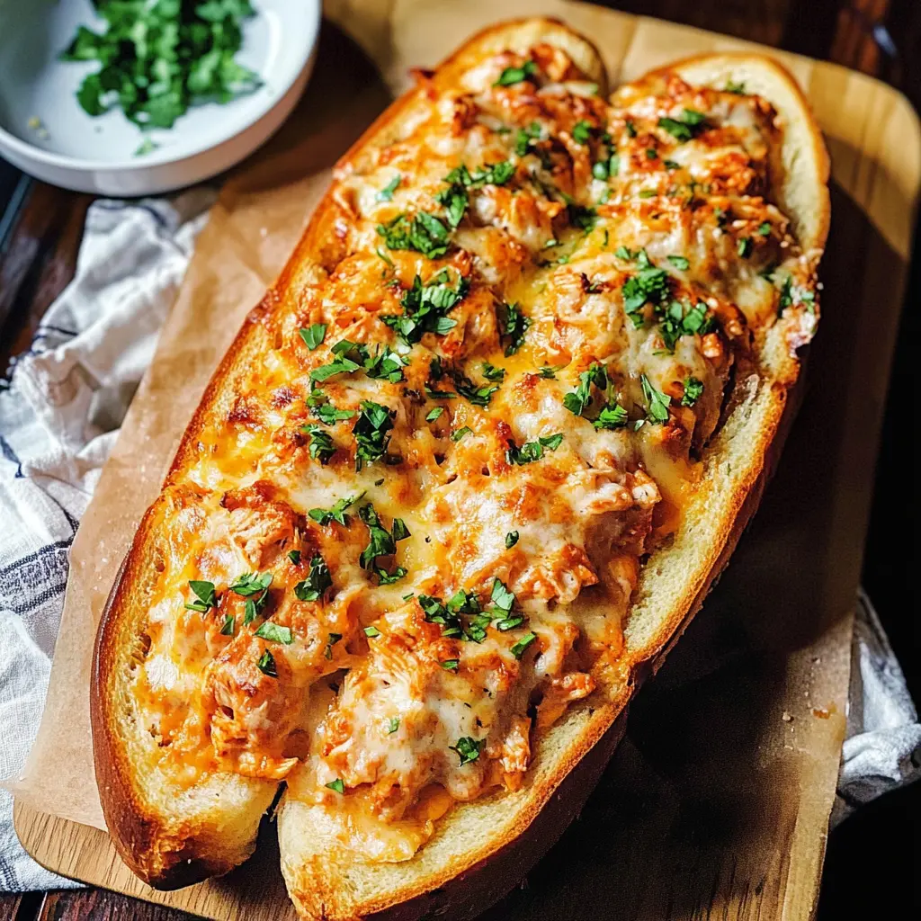 Get ready to satisfy your taste buds with this delicious Buffalo Chicken Stuffed French Bread! Packed with tender shredded chicken and zesty buffalo sauce, this recipe is a game-changer for snacking or easy weeknight dinners. Perfect for parties or cozy nights in, don't forget to save this mouthwatering dish for your next gathering!