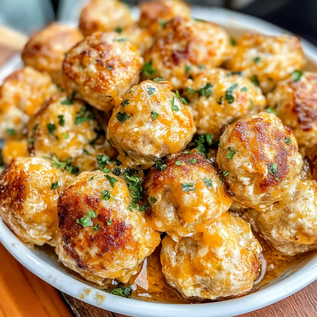 These Cheddar Bay Chicken Meatballs bring the beloved flavors of Cheddar Bay Biscuits into every juicy bite! Made with tender chicken, creamy cheddar cheese, and a hint of garlic, they are perfect for dinner or as a party snack. Save this recipe for your next family gathering or game day celebration and delight everyone with their cheesy goodness!