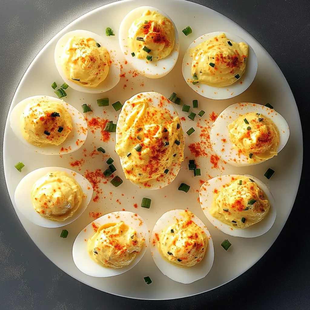 Looking for a tasty twist on a classic appetizer? These deviled eggs are creamy, tangy, and perfect for any gathering! Made with simple ingredients like hard-boiled eggs, mayo, mustard, and a sprinkle of paprika, they're sure to impress your guests. Save this recipe for your next brunch or potluck!