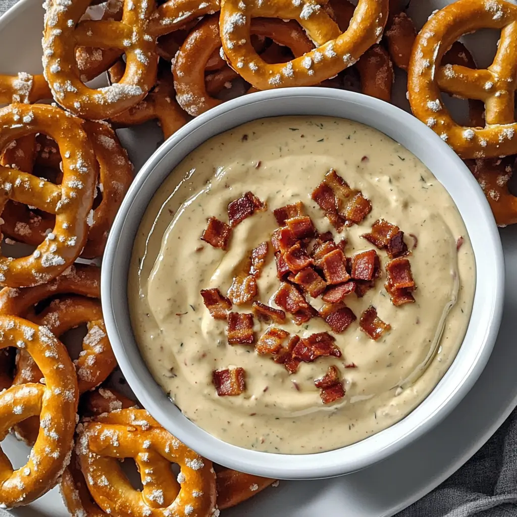 This Dijon-Bacon Dip is a flavor-packed treat that's perfect for your next gathering! Combining the tang of Dijon mustard with crispy bacon, it's a delightful way to elevate your pretzel experience. Perfect for game day or movie night, this dip brings a delicious twist that's hard to resist. Save this recipe and impress your friends with a tasty snack everyone will love!