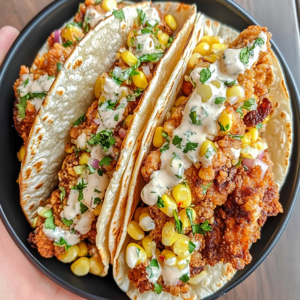 Get ready for a flavor explosion with these Fried Chicken Street Corn Tacos! Crispy chicken pairs perfectly with fresh corn, zesty lime, and a creamy sauce that ties it all together. Perfect for taco night or a fun gathering, these tacos are sure to be a crowd-pleaser. Save this recipe and treat your taste buds today!