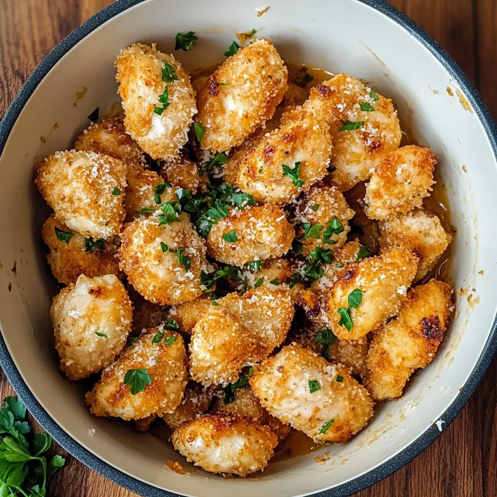 Looking for a tasty snack? These Garlic Parmesan Chicken Bites are crispy on the outside and tender inside, packed with flavor from fresh garlic and rich Parmesan cheese. Perfect for game day, parties, or a quick dinner! Save this easy recipe for those moments when you want something delicious to share with friends and family.