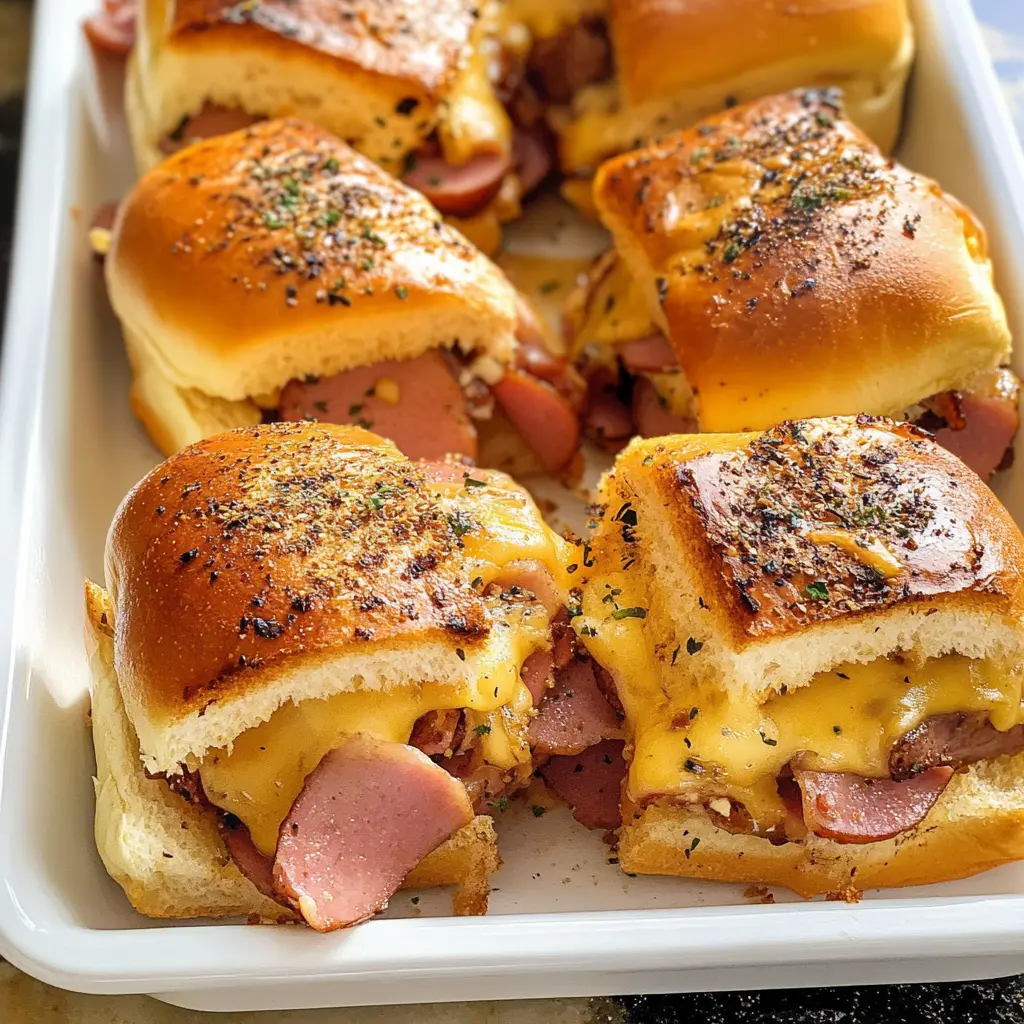 Get ready to enjoy these delicious Ham and Cheese Sliders that are perfect for any gathering! Made with savory ham, melty cheese, and a buttery topping, these sliders are baked to perfection and bursting with flavor. They're an easy crowd-pleaser for game days, brunches, or family get-togethers. Save this recipe and bring joy to your next occasion!