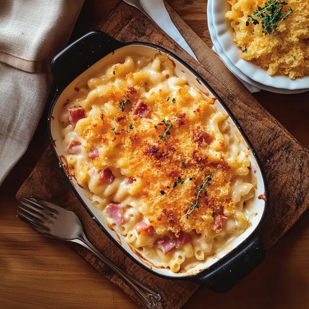 Creamy Mac and Cheese with Ham is the ultimate comfort food! This easy recipe combines tender pasta, rich cheese sauce, and savory ham for a delicious meal that's perfect for weeknight dinners. With just a few simple ingredients, you can whip up this tasty dish in no time. Save this for your next family gathering or cozy night in!