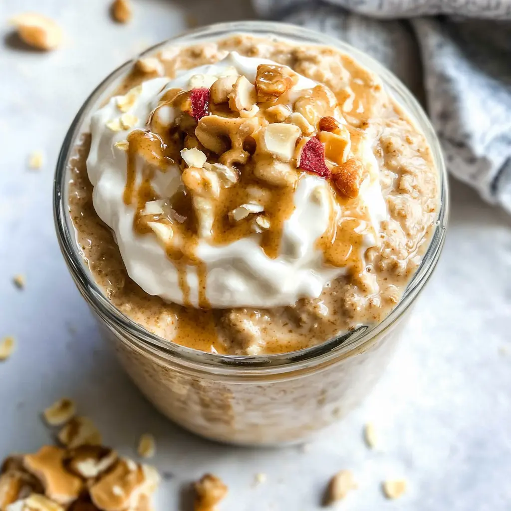 Start your morning right with these delightful Peanut Butter Overnight Oats! Packed with creamy Greek yogurt and the rich taste of peanut butter, this recipe offers a nutritious and filling breakfast. Perfect for busy mornings, simply prepare the night before and enjoy a hassle-free meal. Save this recipe now for a delicious start to your day!