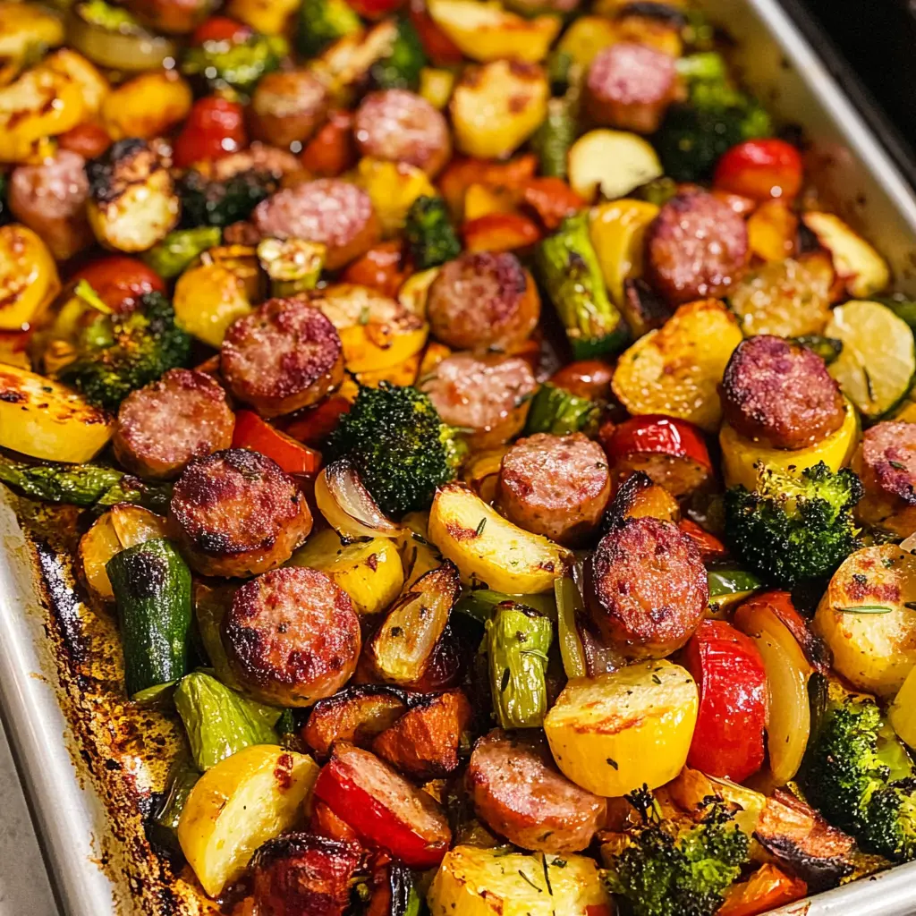 Get ready for a colorful and hearty meal with this Sheet Pan Sausage and Veggies recipe! Packed with savory sausage and vibrant seasonal vegetables, this one-pan wonder is perfect for busy weeknights. It's simple to prepare, and cleanup is a breeze! Save this easy dinner idea for your next family meal or meal prep day.