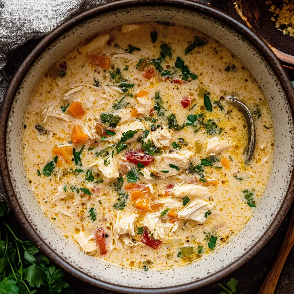 Warm up your week with this creamy and comforting Slow Cooker Crack Chicken Soup. Loaded with chicken, crispy bacon, and rich cream cheese, it’s the ultimate cozy dish that's perfect for busy days. Easy to prepare and packed with flavor, this soup makes every meal special. Save this recipe for game nights or chilly evenings!