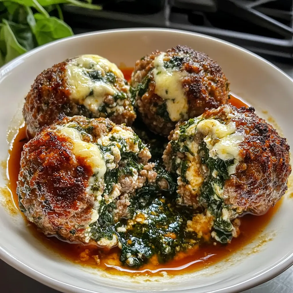 These Spinach Garlic Meatballs are not just delicious—they're packed with nutritious spinach and ooey-gooey mozzarella in every bite! Perfect for a cozy dinner, these meatballs add a twist to your usual recipe. Save this one for a family meal, a party platter, or a delightful weeknight dish. Your taste buds will thank you!