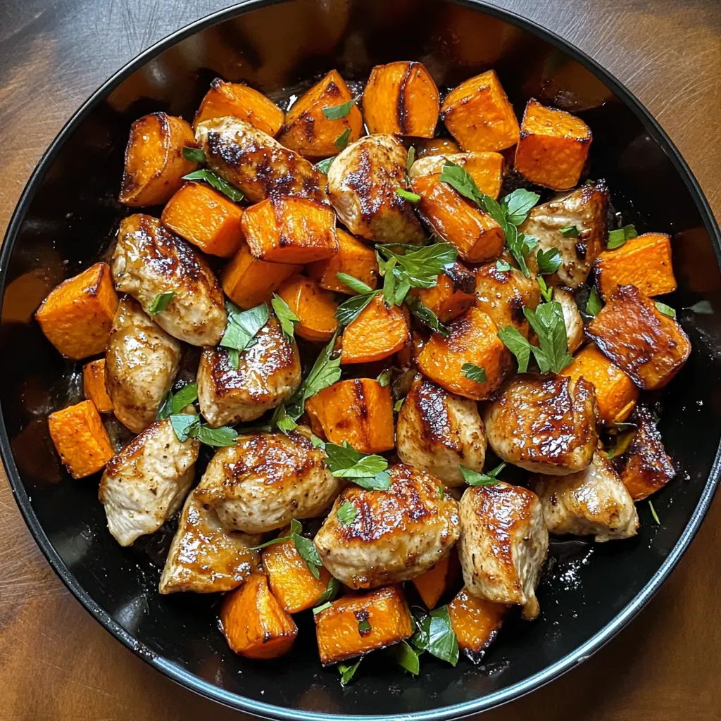 Looking for an easy weeknight dinner? This Chicken and Sweet Potato Skillet is packed with juicy chicken, tender sweet potatoes, and vibrant veggies, all cooked in one pan for effortless cleanup! Perfect for busy evenings or meal prep, save this recipe to keep your dinner delicious and nutritious!