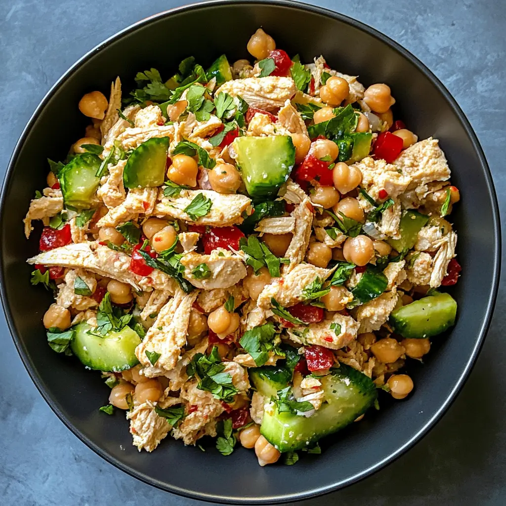 Ready for a fresh twist on lunch? This Chickpea Chicken Salad is packed with protein and bursting with flavor! With delightful chickpeas, tender chicken, crunchy veggies, and a zesty dressing, it's perfect for meal prep or a picnic. Save this recipe for your next gathering or a quick weekday meal!