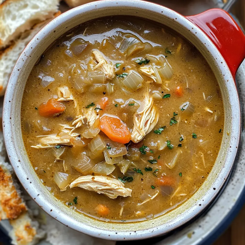 Warm up with this hearty French Onion Chicken Soup! Featuring tender chicken, caramelized onions, and a rich broth topped with gooey melted cheese, this recipe is perfect for cozy nights at home. Save it for a comforting meal that's sure to impress at dinner parties or family gatherings!