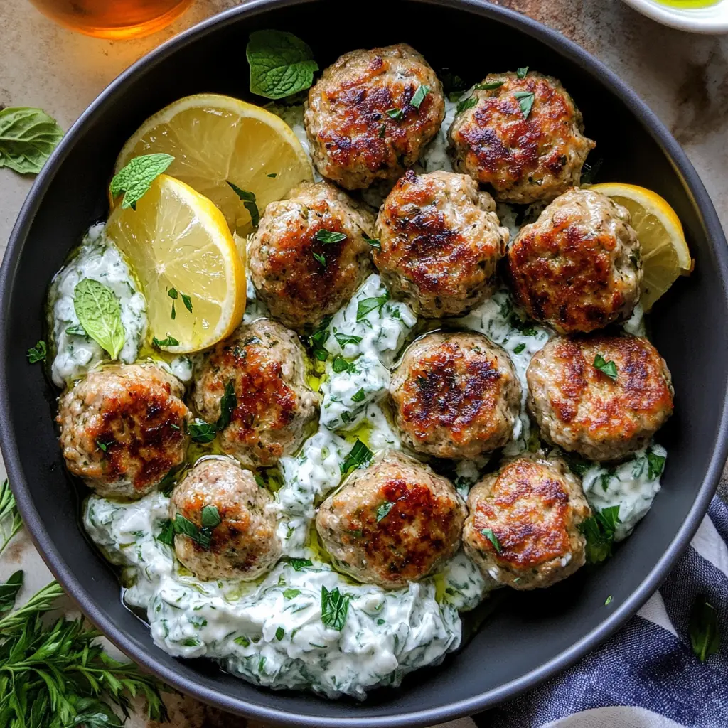 These juicy Greek turkey meatballs are flavored with fresh herbs and spices, making them a delightful addition to your meal! Served with creamy tzatziki sauce, they're perfect for a light dinner or a fun appetizer for gatherings. Save this recipe for a healthy twist on your family favorites—your taste buds will thank you!