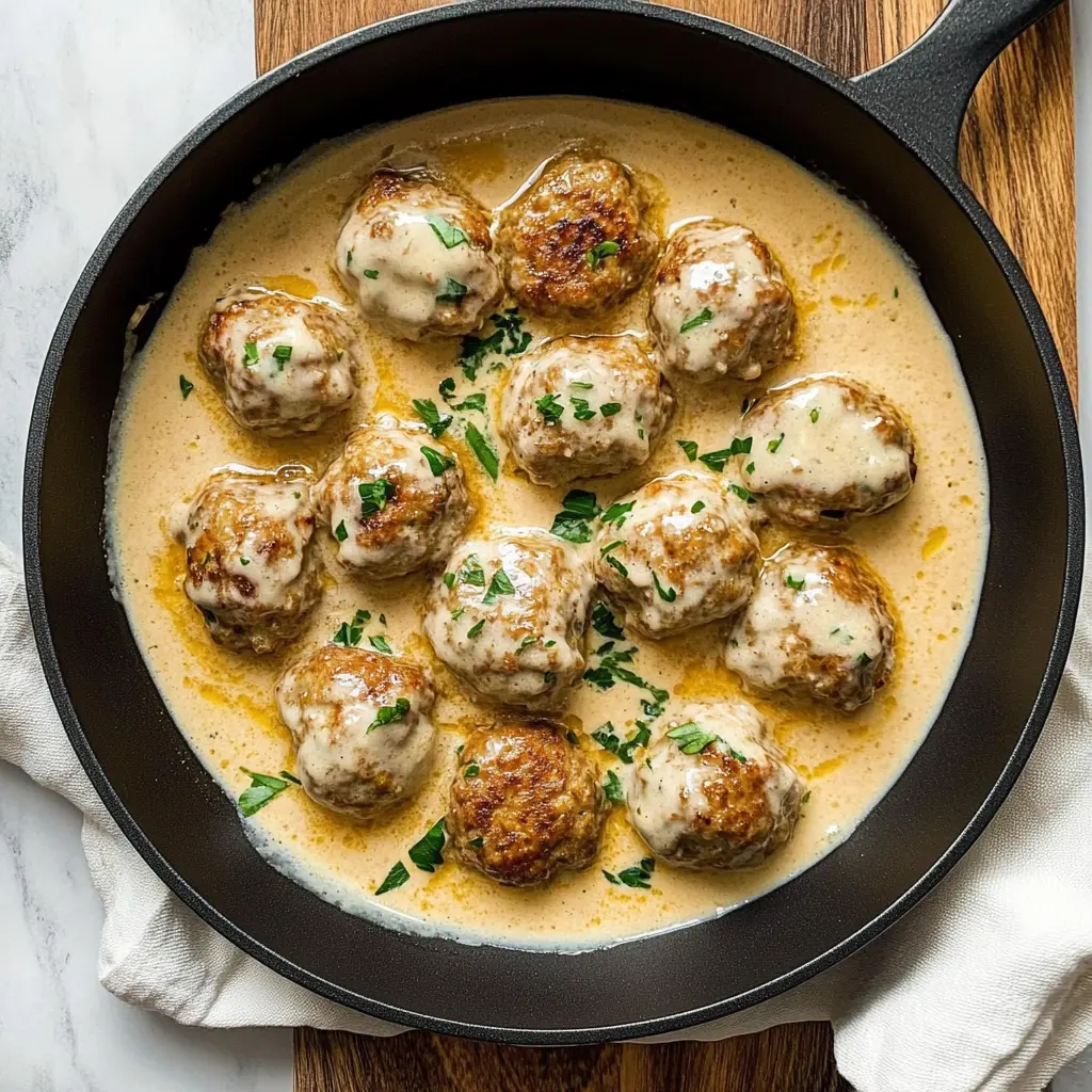 Looking for a delicious low-carb option? These Keto Turkey Meatballs in a Creamy Sauce are packed with flavor and made with simple ingredients. Perfectly tender turkey meatballs smothered in a rich, creamy sauce make for a satisfying meal any night. Save this recipe for a comforting dinner that's also keto-friendly! Great for weeknight meals or meal prep.