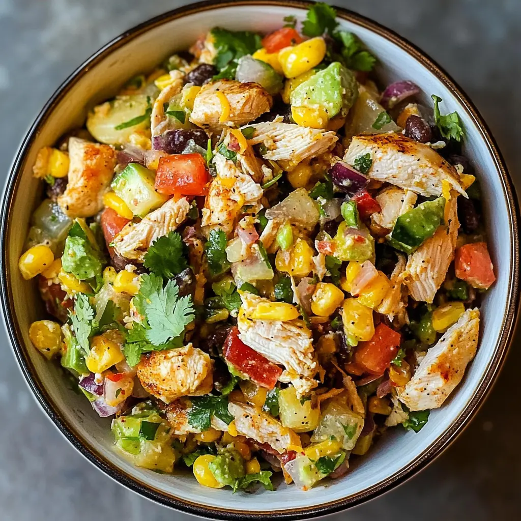 Fresh, vibrant, and packed with flavor, this Southwestern Chopped Chicken Salad is the perfect way to enjoy a balanced meal. With tender chicken, crisp veggies, black beans, and a zesty dressing, it's a delightful choice for lunch or dinner. Save this recipe for your next gathering or a quick weeknight dinner you'll love!