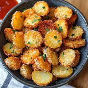 These Crispy Garlic Parmesan Crusted Potatoes are a must-try! Coated in a delicious blend of garlic and parmesan, each bite delivers a perfect crunch with a savory kick. Ideal for family dinners or as a tasty side at gatherings. Save this recipe for your next meal and impress your guests with these flavorful potato delights!