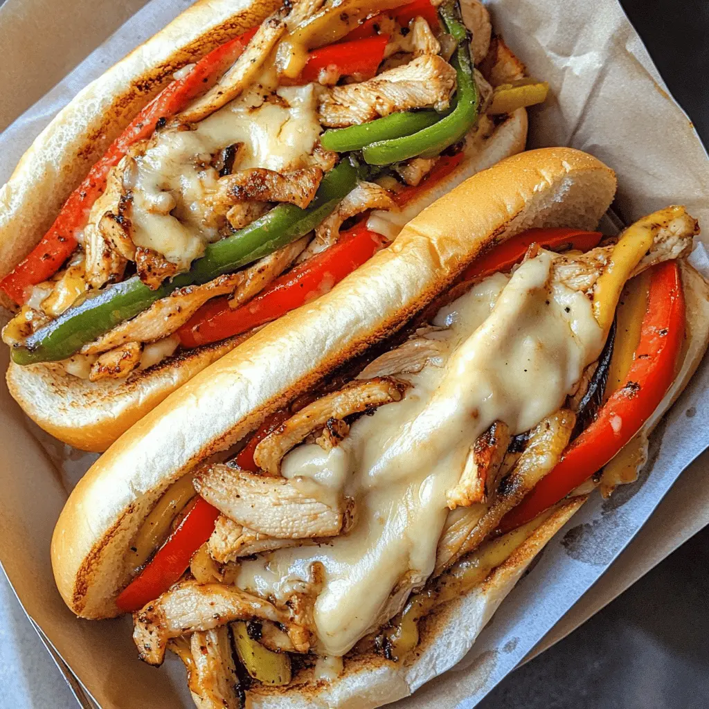 Get ready to enjoy a delicious twist on a classic sandwich! These Chicken Philly Cheese Steaks are packed with tender chicken, gooey cheese, and sautéed bell peppers, creating a mouth-watering meal. Perfect for game day or a quick dinner, save this recipe now and treat your taste buds to something special!