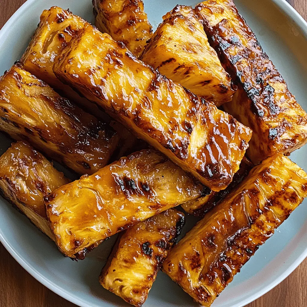 Turn your summer barbeque into a tropical paradise with this Grilled Caramelized Brown Sugar Pineapple! This easy recipe highlights the juicy sweetness of fresh pineapple, perfectly caramelized with brown sugar for a deliciously rich flavor. Perfect for dessert or a fun side dish at gatherings! Don't forget to save this simple yet delightful treat for your next cookout!