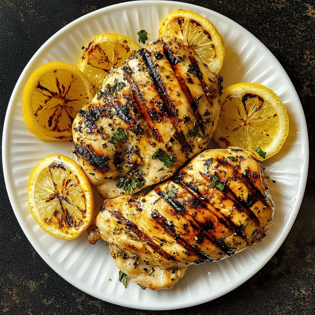 Juicy grilled chicken breasts with a zesty lemon garlic marinade are perfect for any meal. This easy recipe highlights the bright flavors of lemon and garlic, making it a go-to for family dinners or summer barbecues. Save this pin for a delicious and healthy dinner idea that everyone will love!
