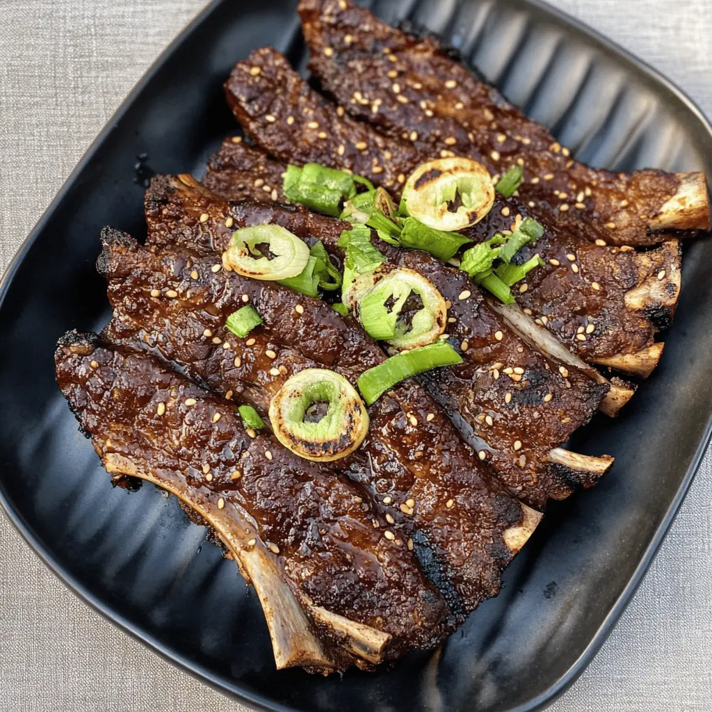 Get ready to impress with these Grilled Korean Short Ribs, bursting with rich flavors! This mouthwatering recipe features tender, marinated beef that caramelizes beautifully on the grill. Perfect for your next barbecue or family dinner, it's a dish everyone will love. Save this pin for a tasty meal that’s sure to delight!